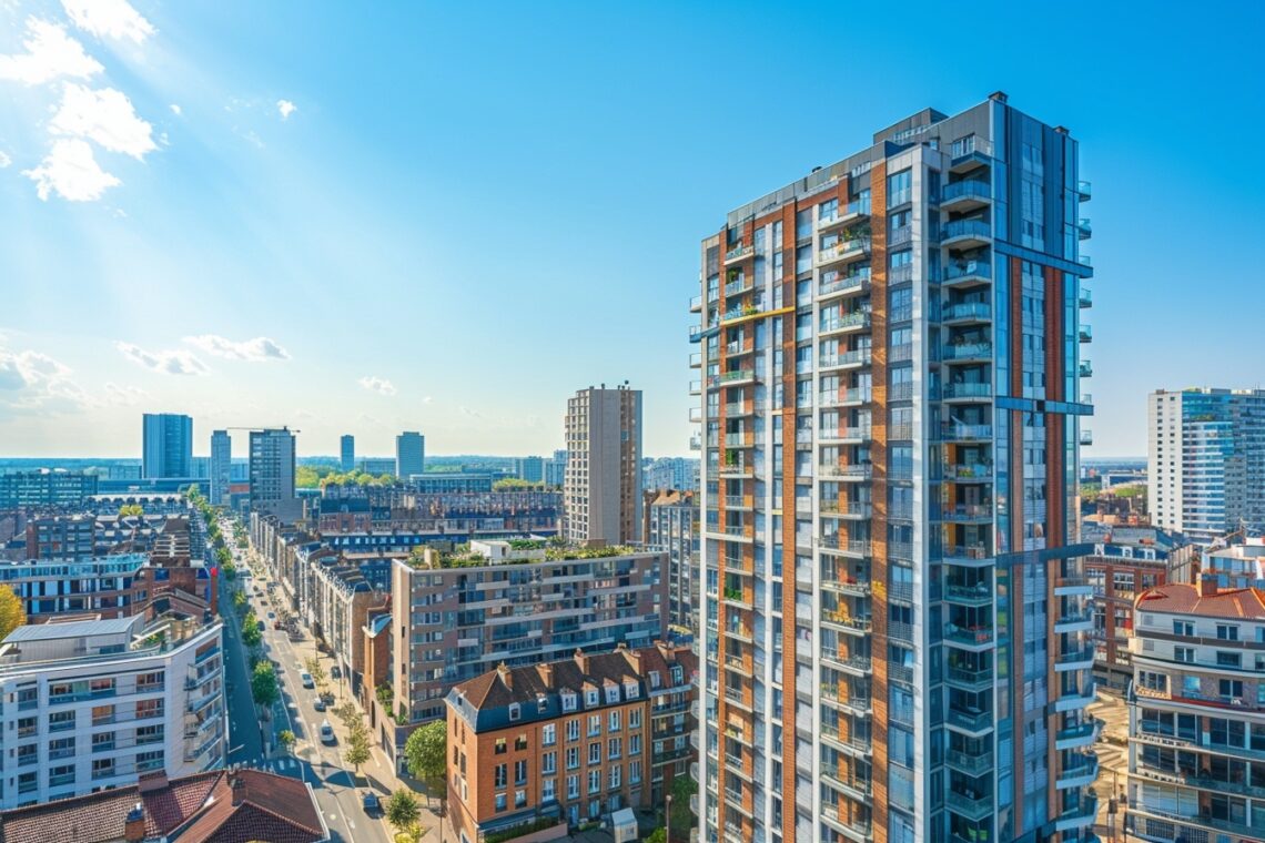 Vue panoramique de Lille avec des graphiques de croissance pour illustrer les stratégies innovantes en investissement immobilier