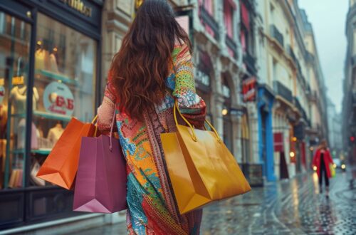 Rue animée de Lille avec boutiques de mode et shoppers pour une expérience shopping inoubliable
